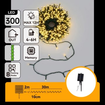 Aigostar - LED sončna božična veriga 300xLED/8 funkcij 32m IP65 topla bela 1200 mAh