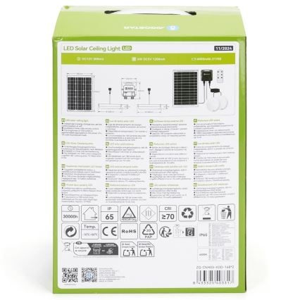 Aigostar - LED solarna svetilka 2xLED/35W/12V 6000 mAh 6500K IP65, premer 16,8 cm + daljinski upravljalnik