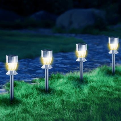 Aigostar - LED solarna svetilka LED/1,2 lm/1,2 V 35,5 cm matiran krom 2700 K IP44 100 mAh