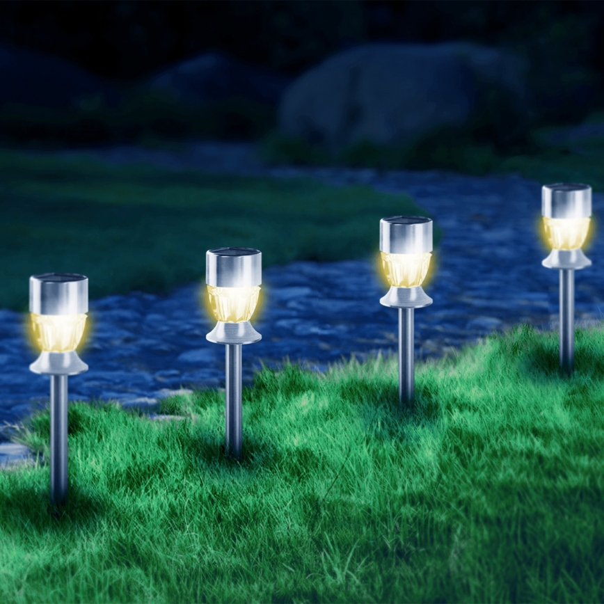 Aigostar - LED solarna svetilka LED/1,2 lm/1,2 V 35,5 cm matiran krom 2700 K IP44 100 mAh