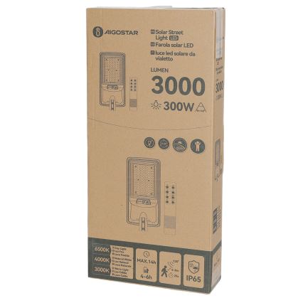 Aigostar - LED sončna ulična svetilka s senzorjem LED/400W/3,2V 4800mAh + daljinski upravljalnik
