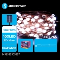 Aigostar - LED sončni božični niz 100xLED/8 funkcij 12m IP65 800 mAh hladna bela