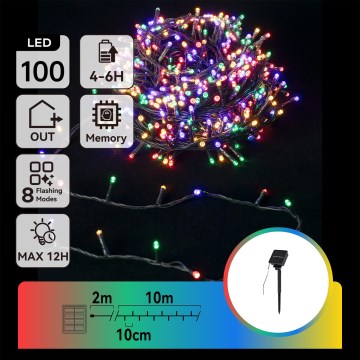 Aigostar - LED sončni božični niz 100xLED/8 funkcij 12m IP65 večbarven 800 mAh