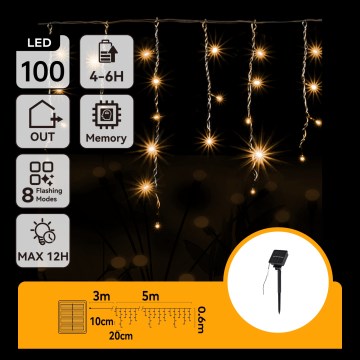 Aigostar - LED sončni božični niz 100xLED/8 funkcij 8x0,6m 800 mAh IP65 topla bela