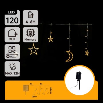 Aigostar - LED sončni božični niz 120xLED/8 funkcij 3x0,6m 500 mAh IP65 topla bela