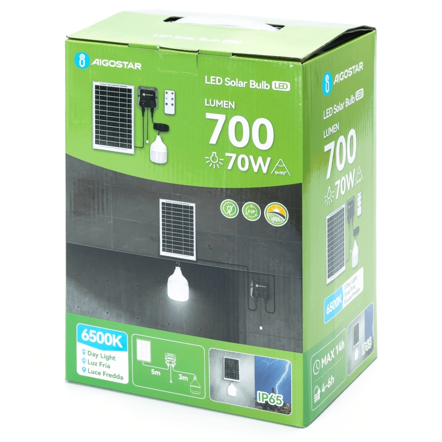 Aigostar - LED sončni lestenec LED/70W/12V 6000 mAh 6500K IP65 premer 12 cm + daljinski upravljalnik