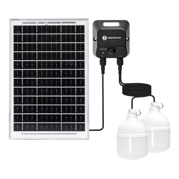 Aigostar - LED sončni lestenec s senzorjem 2xLED/35W/12V 6000 mAh 6500K IP65 premer 10 cm + daljinski upravljalnik