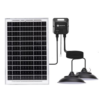 Aigostar - LED sončni lestenec s senzorjem 2xLED/35W/12V 6000 mAh 6500K IP65 premer 15 cm + daljinski upravljalnik