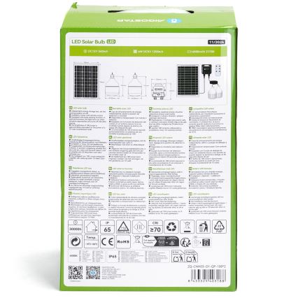 Aigostar - LED sončni lestenec s senzorjem 2xLED/35W/12V 6000 mAh 6500K IP65 premer 10 cm + daljinski upravljalnik