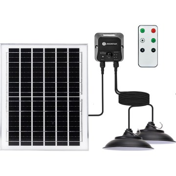 Aigostar - LED sončni lestenec s senzorjem 2xLED/70W/12V 12000 mAh 6500K IP65 Ø 23,5 cm + daljinski upravljalnik