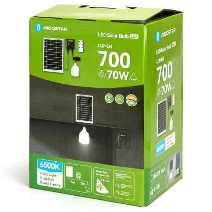 Aigostar - LED sončna svetilka s senzorjem LED/70W/12V 6000 mAh 6500K IP65 premer 12 cm + z daljinskim upravljalnikom