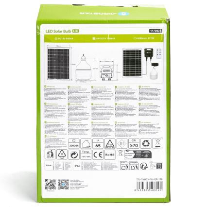 Aigostar - LED sončna svetilka s senzorjem LED/70W/12V 6000 mAh 6500K IP65 premer 12 cm + z daljinskim upravljalnikom