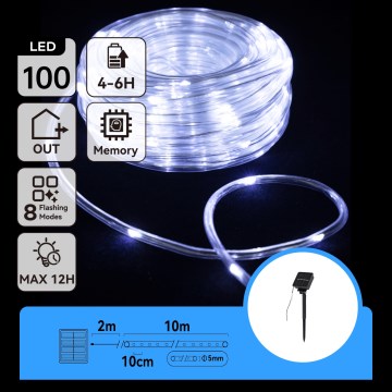 Aigostar - LED sončni niz 100xLED/8 funkcij 12 m IP65 hladna bela 800 mAh
