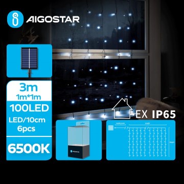 Aigostar - LED sončni niz 100xLED/8 funkcij 4x1m 800 mAh IP65 hladna bela