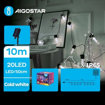 Aigostar - LED sončni niz 20xLED/8 funkcij 11,5m 1200 mAh IP65 hladno bela