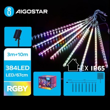 Aigostar - LED sončni niz 384xLED/13m IP65 1200 mAh večbarven