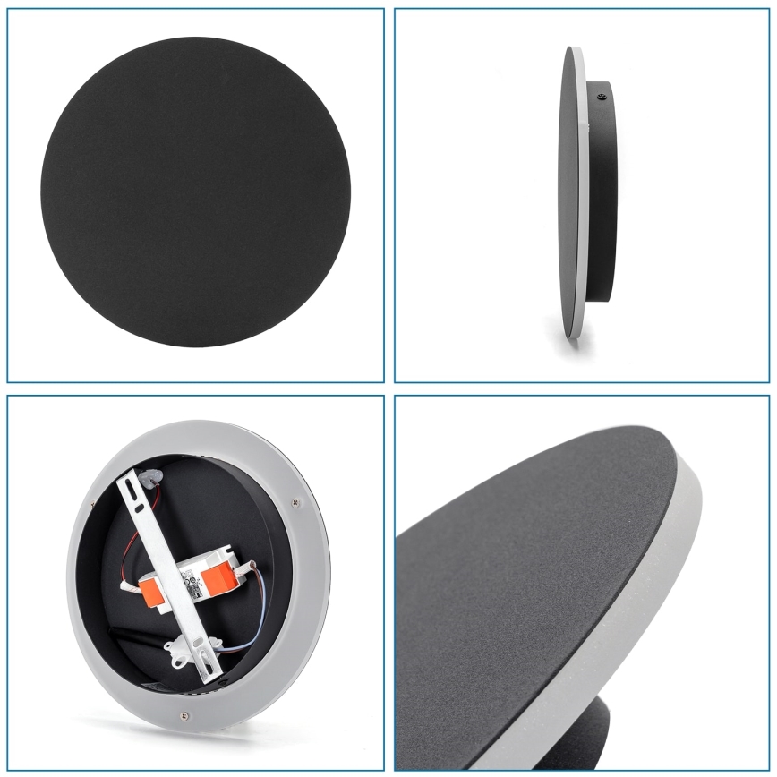 Aigostar - LED Stenska svetilka LED/12W/230V 6500K 25 cm črna