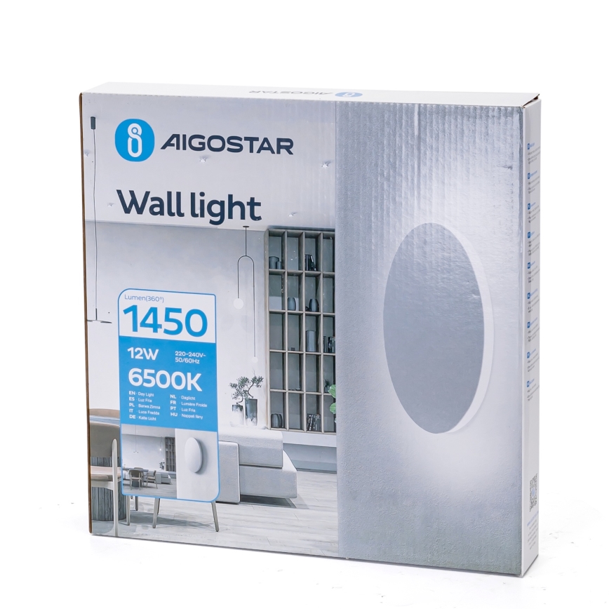 Aigostar - LED stensko svetilo LED/12W/230V 6500K 25 cm bela