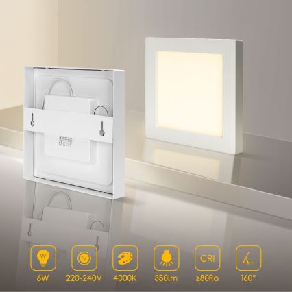 Aigostar - LED stropna nadgradna svetilka LED/6W/230V 4000K 12,2x12,2 cm bela
