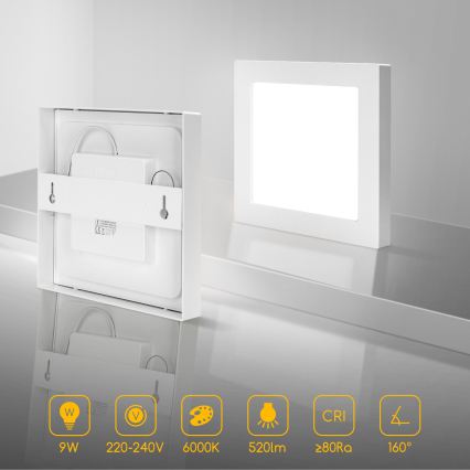 Aigostar - LED stropna nadgradna svetilka LED/9W/230V 6000K 12,2x12,2 cm bela