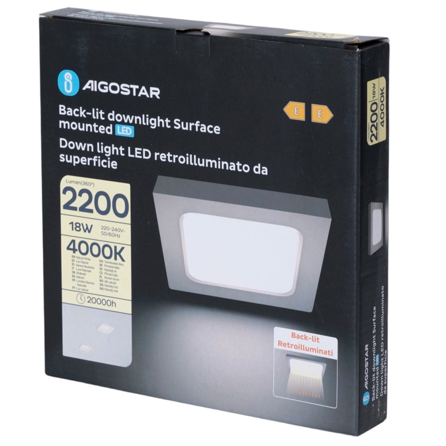 Aigostar - LED stropna nadometna svetilka LED/18W/230V 4000K 22,6x22,6 cm bela