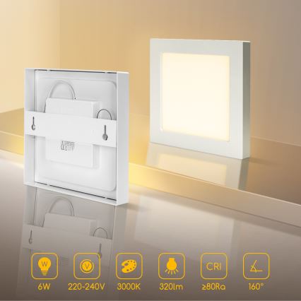 Aigostar - LED stropna nadometna svetilka LED/6W/230V 3000K 12,2x12,2 cm bela