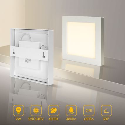 Aigostar - LED stropna nadometna svetilka LED/9W/230V 4000K 12,2x12,2 cm bela