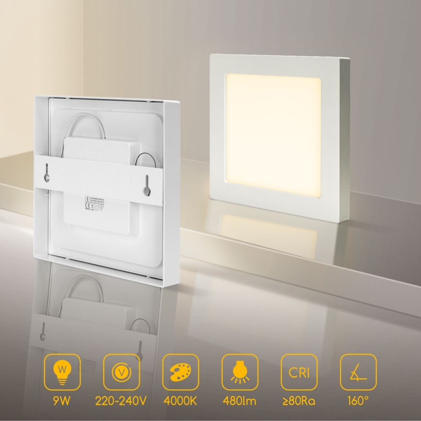 Aigostar - LED stropna nadometna svetilka LED/9W/230V 4000K 12,2x12,2 cm bela