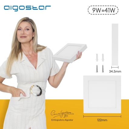 Aigostar - LED stropna nadometna svetilka LED/9W/230V 4000K 12,2x12,2 cm bela