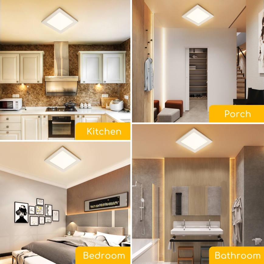 Aigostar - LED stropna pritrjena svetilka LED/9W/230V 3000K 12,2x12,2 cm bela