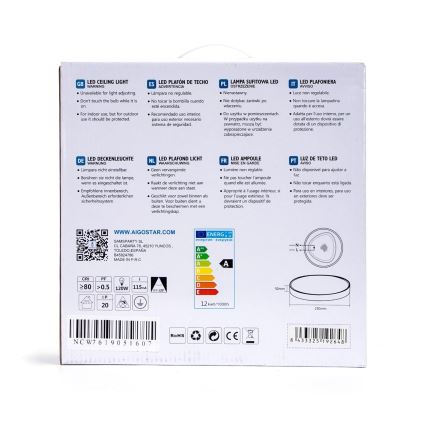 Aigostar - LED Stropna svetilka LED/12W/230V 3000K pr. 23 cm bela