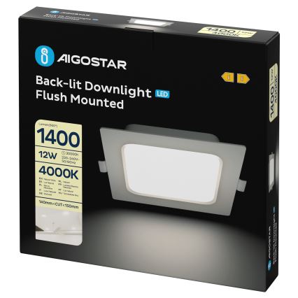Aigostar - LED Stropna svetilka LED/12W/230V 4000K 17,5x17,5 cm bela