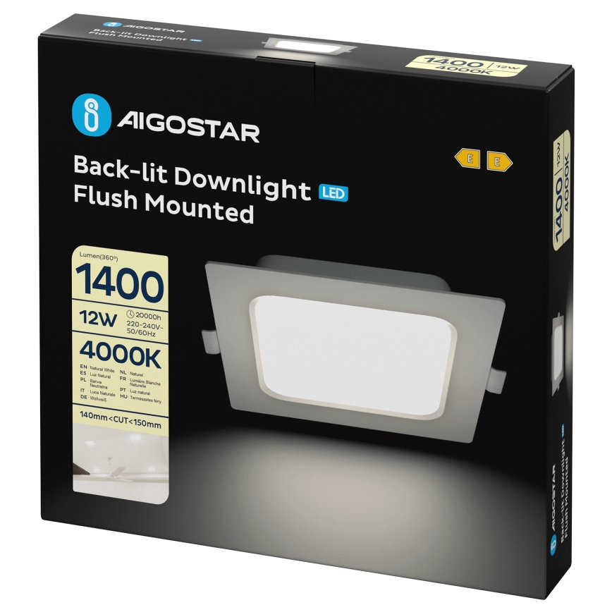Aigostar - LED Stropna svetilka LED/12W/230V 4000K 17,5x17,5 cm bela