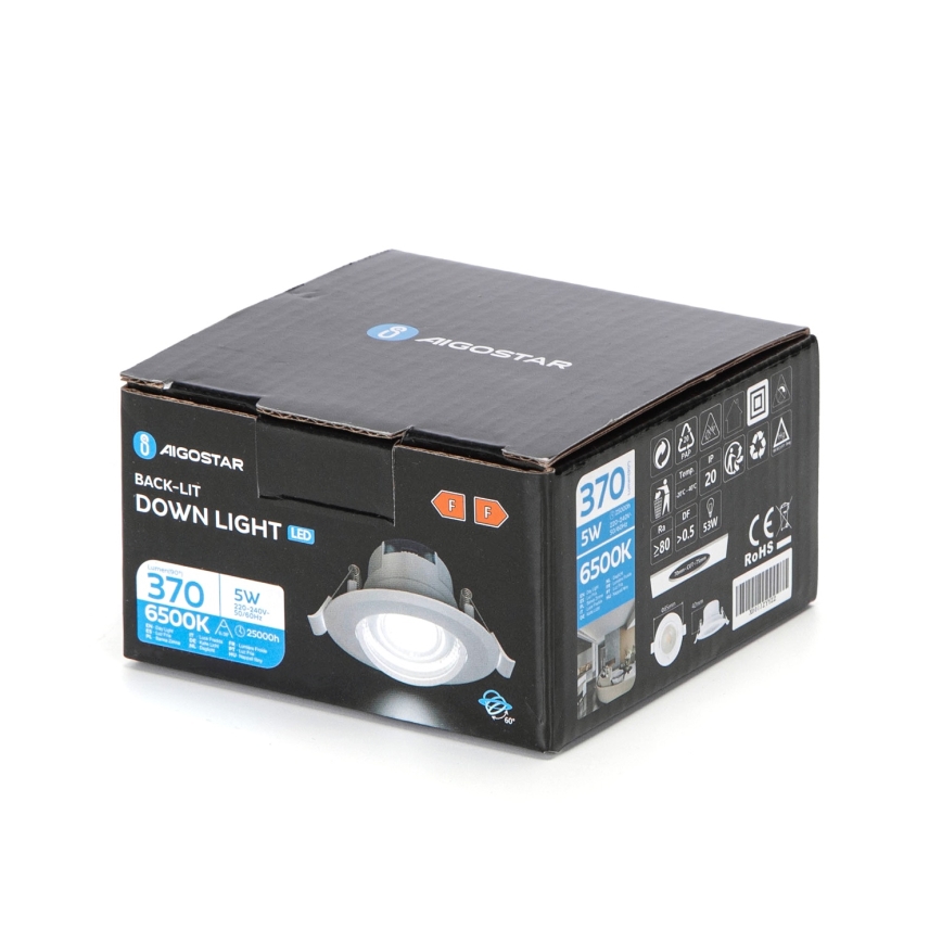 Aigostar - LED Stropna svetilka LED/5W/230V 6500K pr. 8,5 cm bela