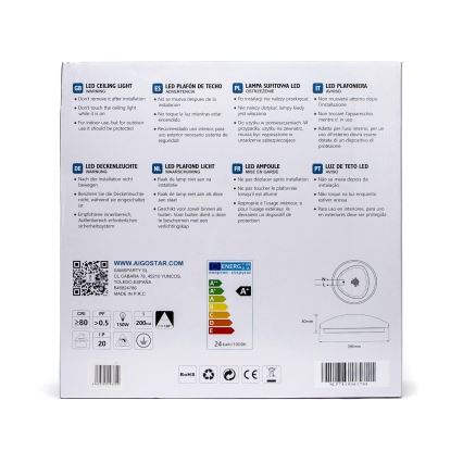 Aigostar - LED Stropna svetilka s senzorjem LED/24W/230V 3000K