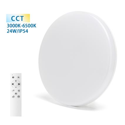 Aigostar - Zatemnljiva LED stropna svetilka za kopalnico LED/24W/230V 3000K-6500K IP54 + daljinski upravljalnik