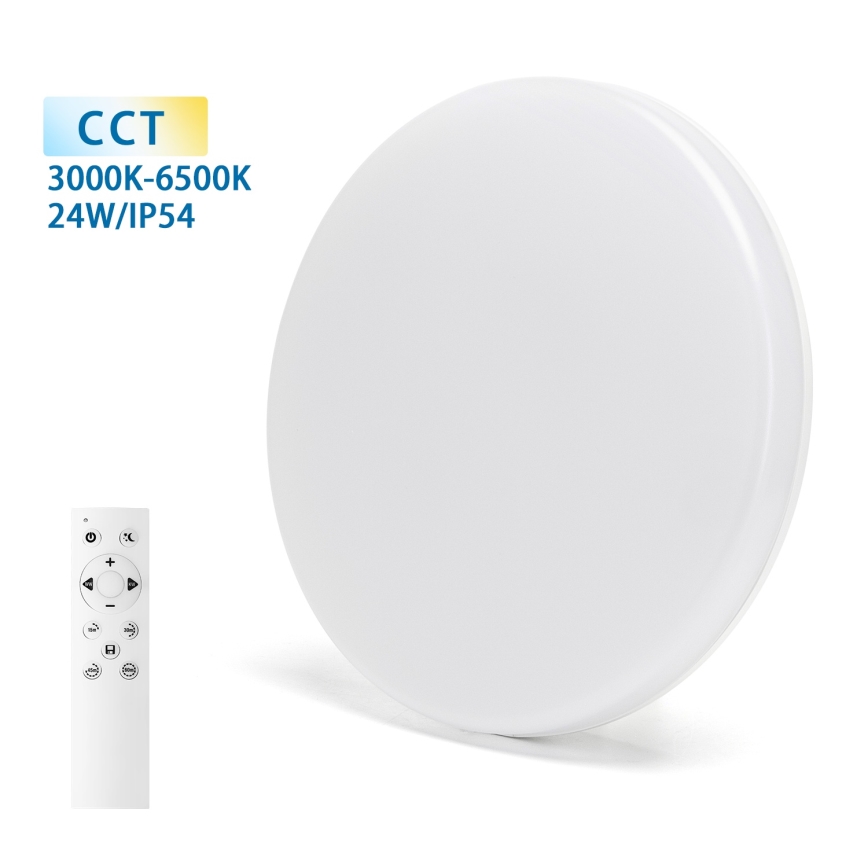 Aigostar - Zatemnljiva LED stropna svetilka za kopalnico LED/24W/230V 3000K-6500K IP54 + daljinski upravljalnik