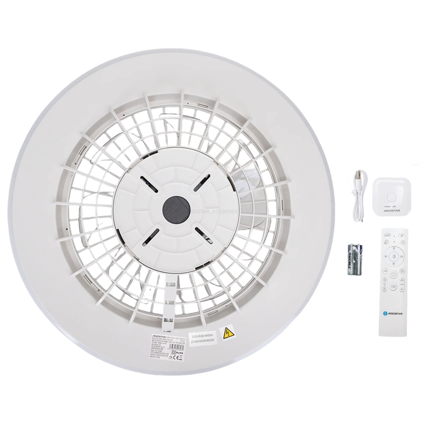 Aigostar - LED zatemnitvena stropna svetilka z ventilatorjem LED/40W/230V 2700-6500K premer 48,5 cm bela + daljinski upravljalnik