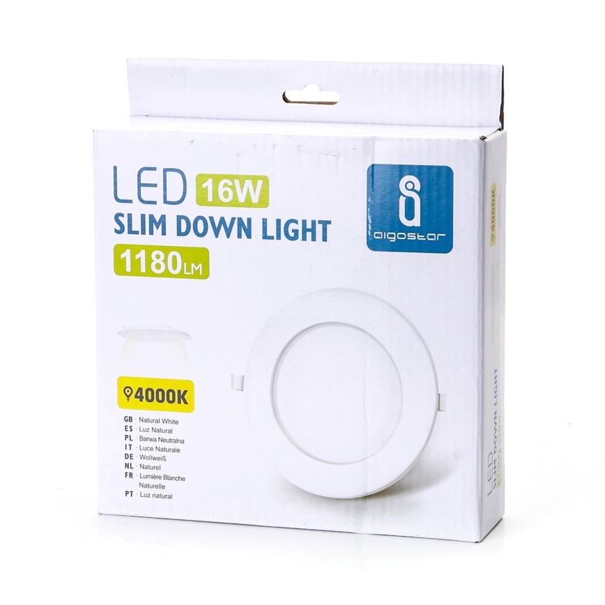 Aigostar - LED stropno vgradno svetilo ULTRATHIN LED/16W/230V 4000K bela