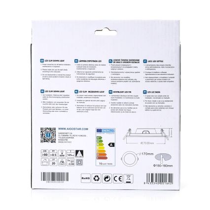 Aigostar - LED stropno vgradno svetilo ULTRATHIN LED/16W/230V 4000K bela