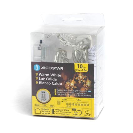 Aigostar - LED svetlobni niz 10xLED/3xAA 1,5m topla bela snežinke