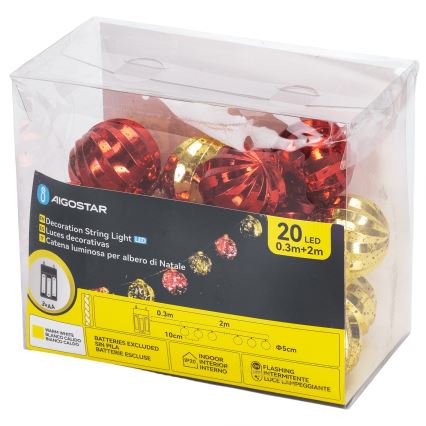 Aigostar - LED veriga 20xLED/3xAA 2 m topla bela