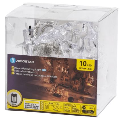Aigostar - LED veriga 10xLED/3xAA, 1,5 m, topla bela, motiv jelenov