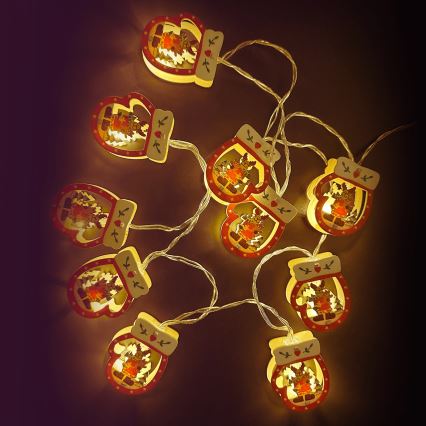 Aigostar - LED veriga 10xLED/3xAA 1,5m topla bela rokavica