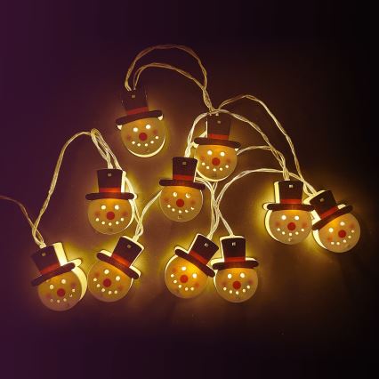 Aigostar - LED  veriga 10xLED/3xAA 1,5m topla bela snežak