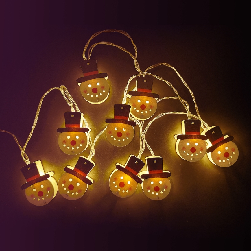 Aigostar - LED  veriga 10xLED/3xAA 1,5m topla bela snežak