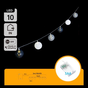 Aigostar - LED  veriga 10xLED/3xAA 2m topla bela