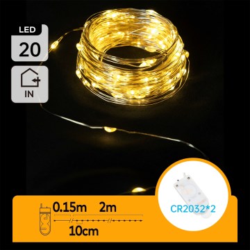 Aigostar - LED veriga 20xLED/2x3V 2m topla bela