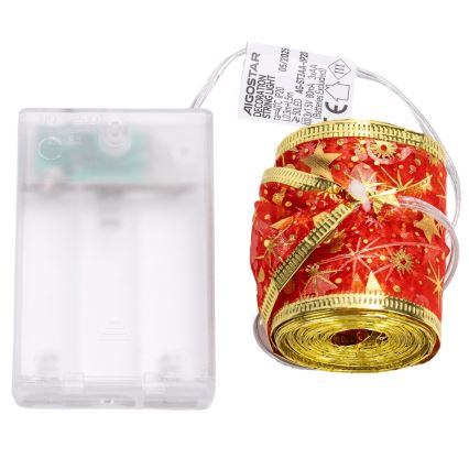 Aigostar - LED veriga 50xLED/3xAA 5 m topla bela, rdeča