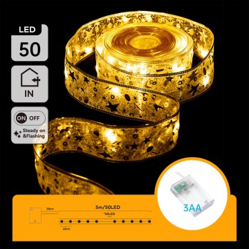 Aigostar - LED veriga 50xLED/3xAA 5m topla bela zlata